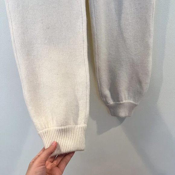 LoveShackFancy Wool Cashmere Cream Knit Tie Waist Preppy Casual Jogger Pants XS - Picture 3 of 11
